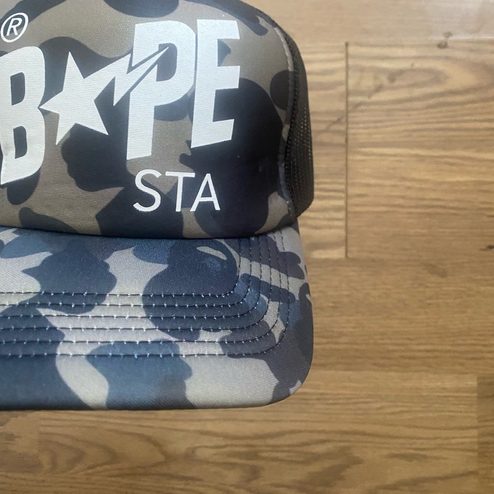 Bape Camouflage Trucker Hat - Black, Gray, Olive A Bathing Ape Green Camo OS